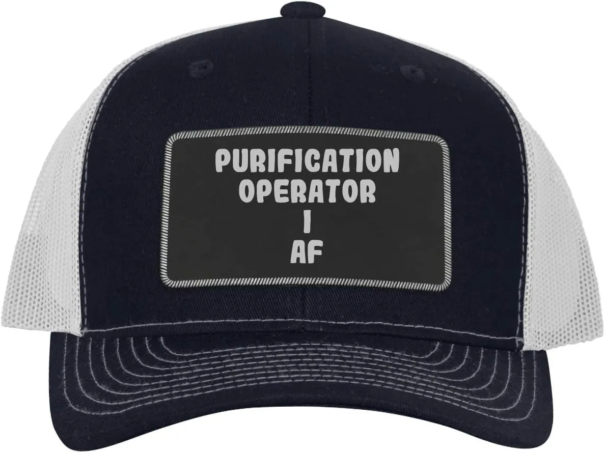 Purification Operator I AF - Leather Black Patch Engraved Trucker Hat