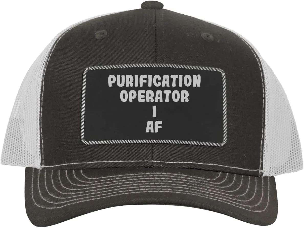 Purification Operator I AF - Leather Black Patch Engraved Trucker Hat