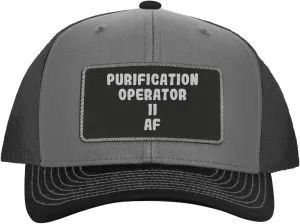 Purification Operator Ii AF - Leather Black Patch Engraved Trucker Hat
