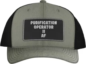 Purification Operator Ii AF - Leather Black Patch Engraved Trucker Hat