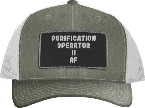 Purification Operator Ii AF - Leather Black Patch Engraved Trucker Hat