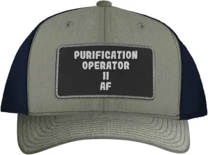 Purification Operator Ii AF - Leather Black Patch Engraved Trucker Hat