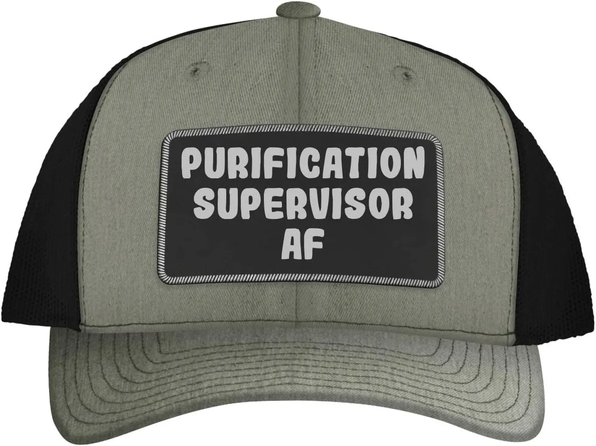 Purification Supervisor AF - Leather Black Patch Engraved Trucker Hat