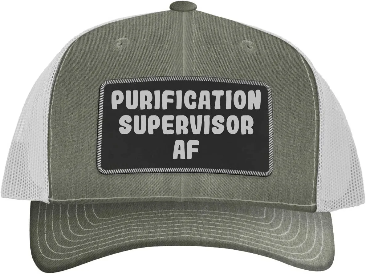 Purification Supervisor AF - Leather Black Patch Engraved Trucker Hat
