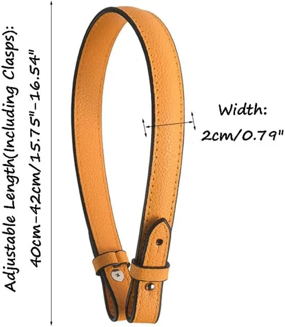 Purse Strap Replacement Grained Leather Bag Strap for Handbags Shoulder Leather Wrist Strap for Purse Silver Rivet Yellow