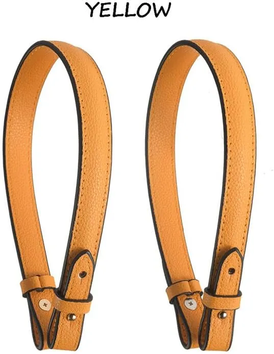 Purse Strap Replacement Grained Leather Bag Strap for Handbags Shoulder Leather Wrist Strap for Purse Silver Rivet Yellow