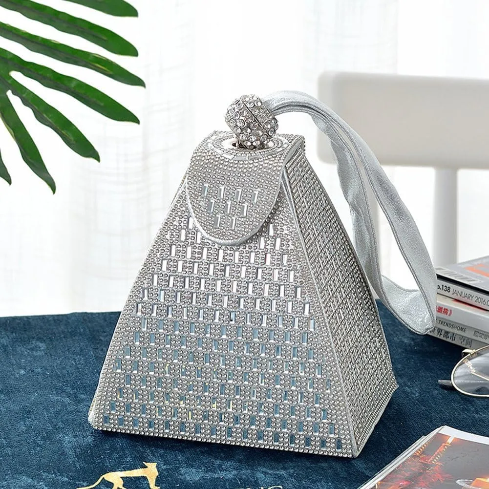 Pyramid Shape Rhinestones Luxury Evening Bags Fashion Evening Handbag Purse Cocktail Wedding Engagement Bag for Party Night