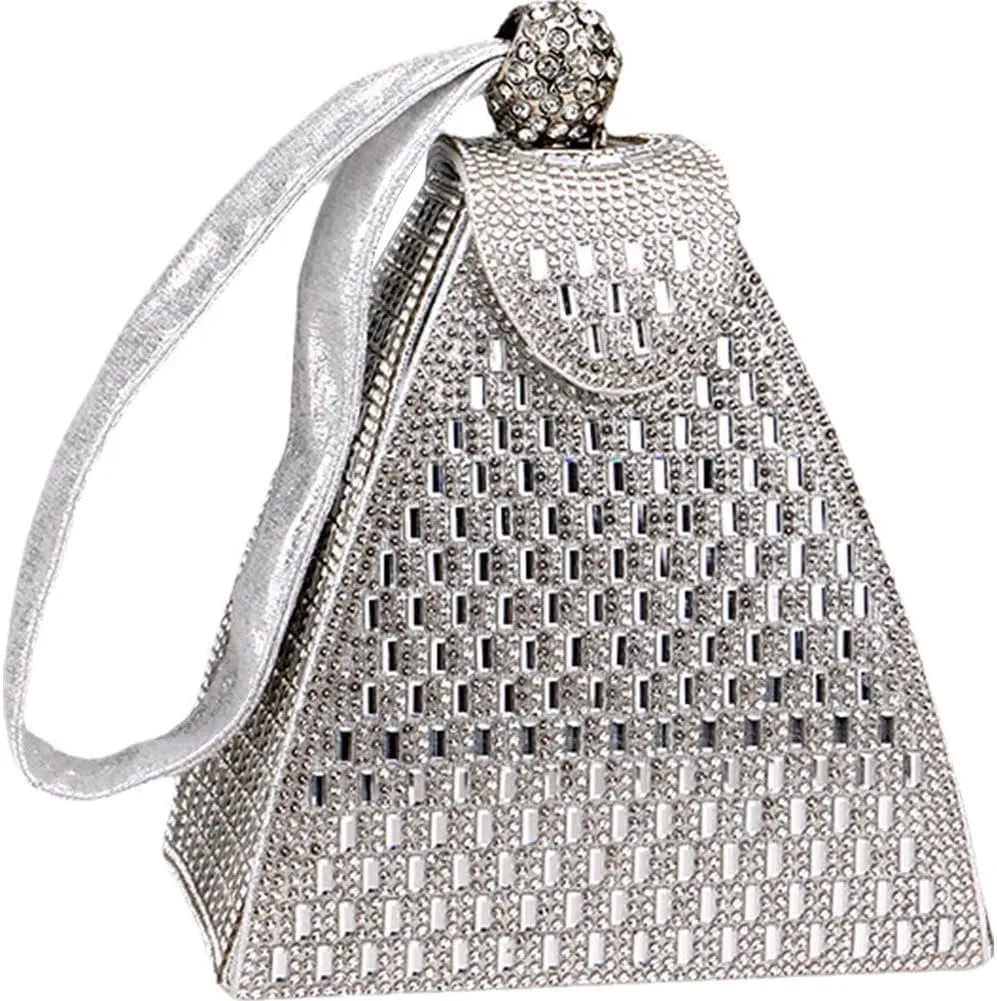 Pyramid Shape Rhinestones Luxury Evening Bags Fashion Evening Handbag Purse Cocktail Wedding Engagement Bag for Party Night