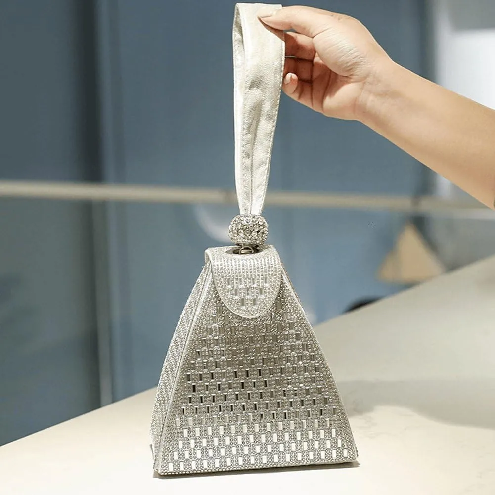 Pyramid Shape Rhinestones Luxury Evening Bags Fashion Evening Handbag Purse Cocktail Wedding Engagement Bag for Party Night