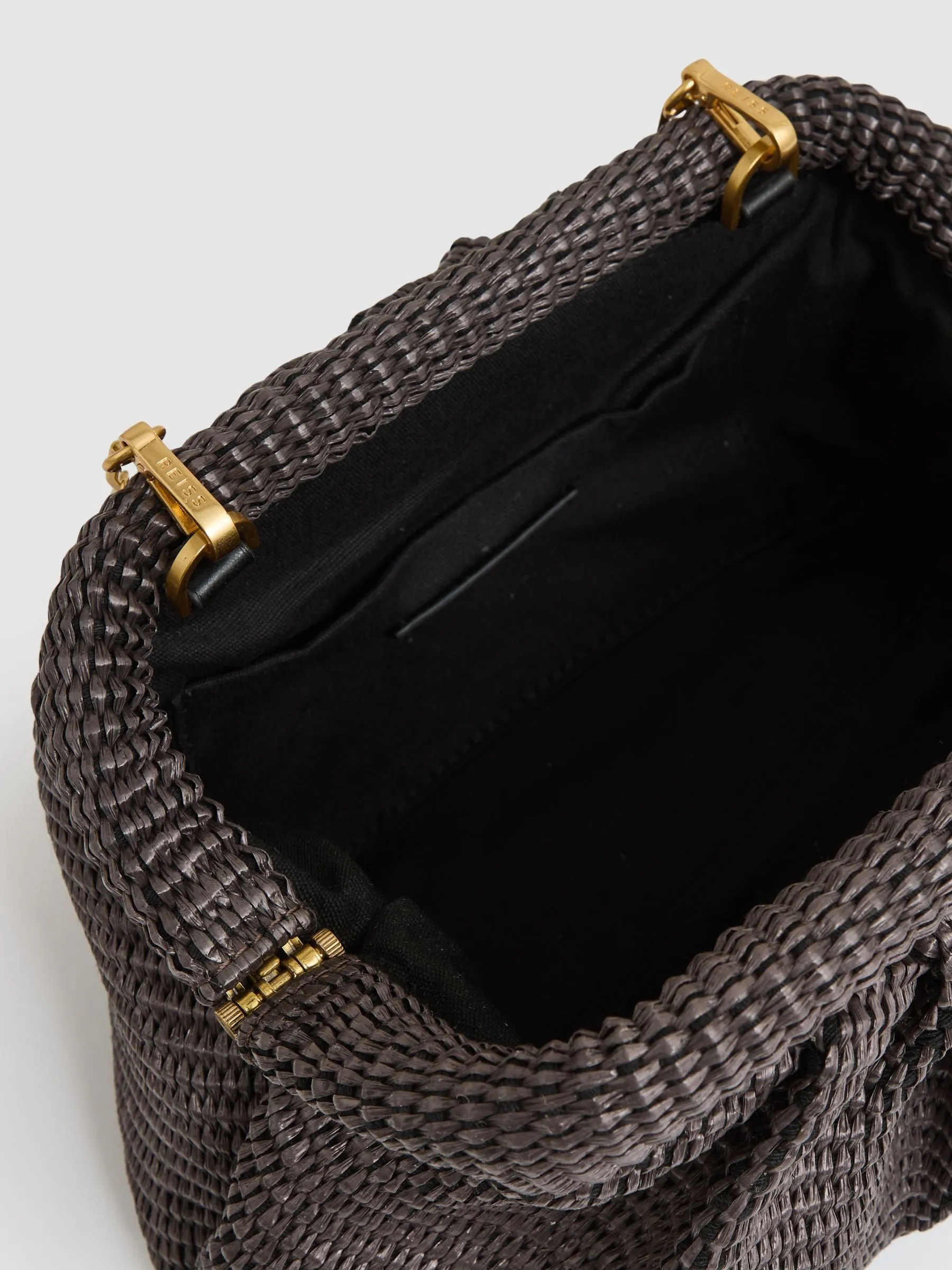 Raffia Clutch Bag in Chocolate
