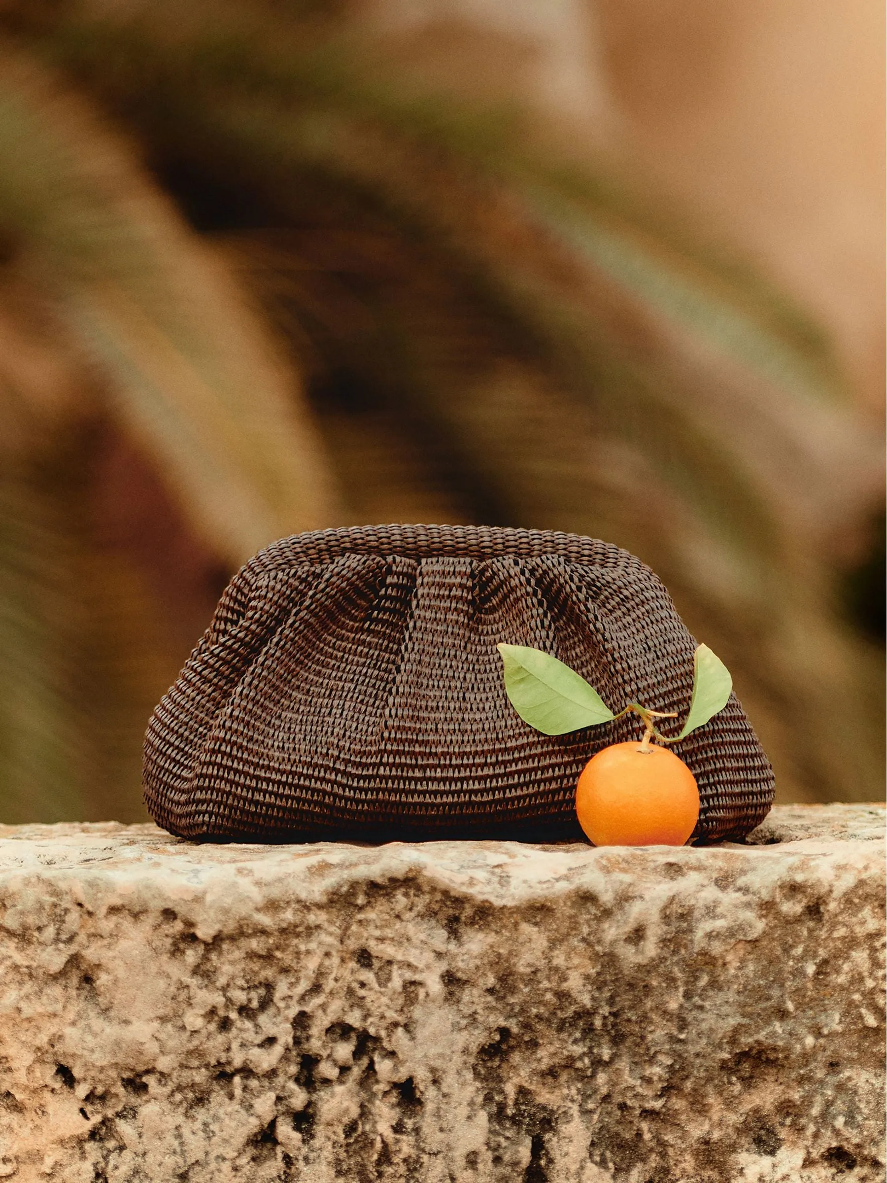 Raffia Clutch Bag in Chocolate