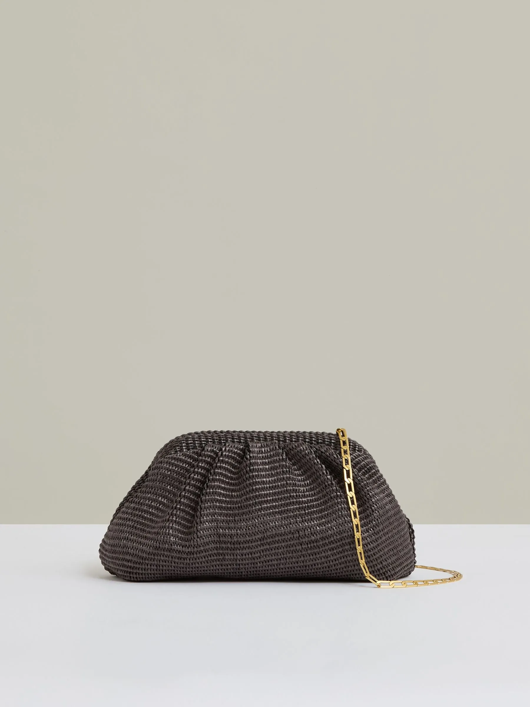Raffia Clutch Bag in Chocolate