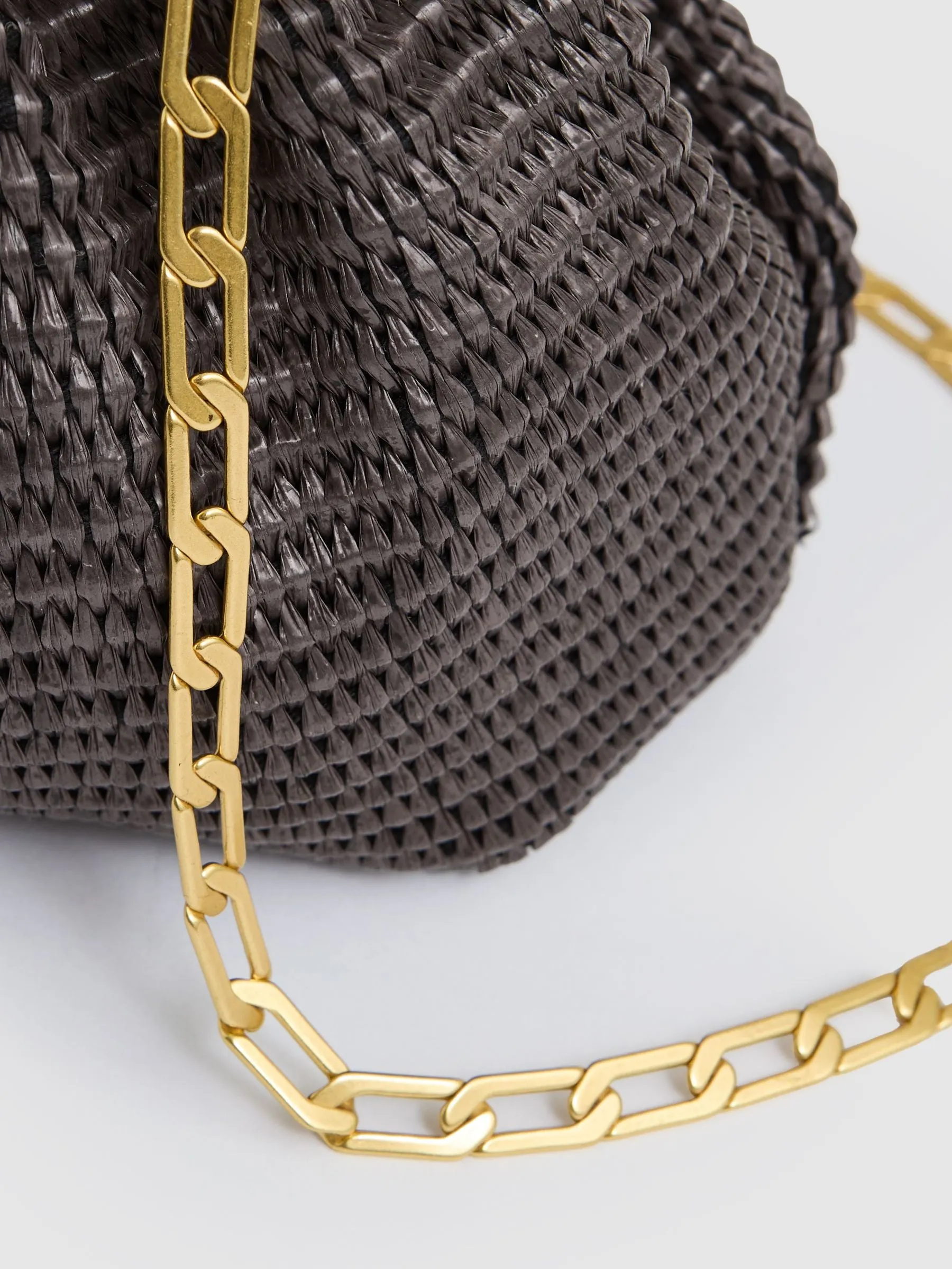 Raffia Clutch Bag in Chocolate