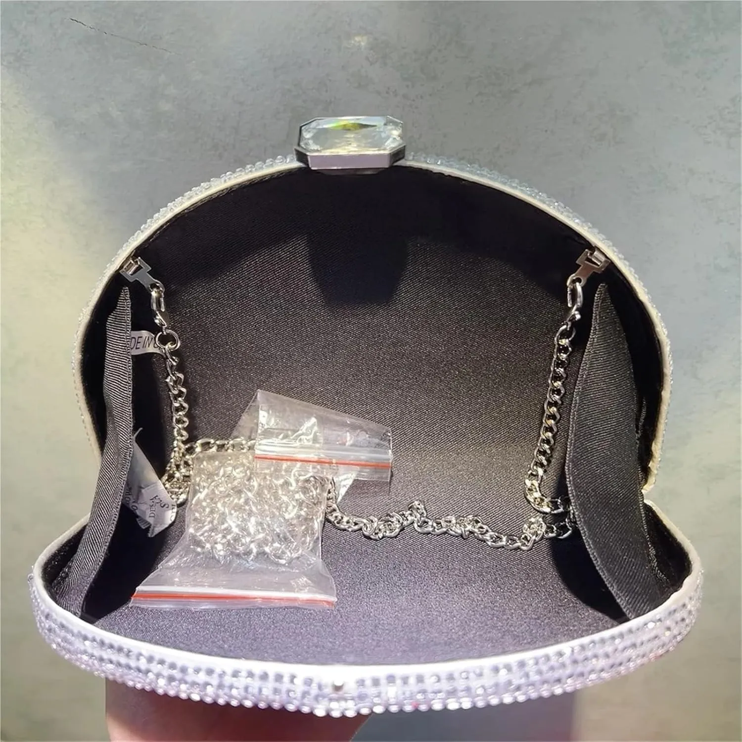 Rainbow Color Crystal Evening Clutch Bags Wedding Party Chain Bag Women Half Moon For Wedding Party Prom