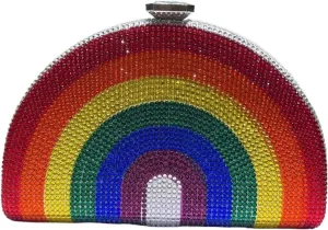 Rainbow Color Crystal Evening Clutch Bags Wedding Party Chain Bag Women Half Moon For Wedding Party Prom