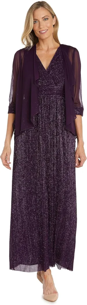 R&M Richards Women's 2 Piece Lace Mother of The Bride Dress and Shrug Set