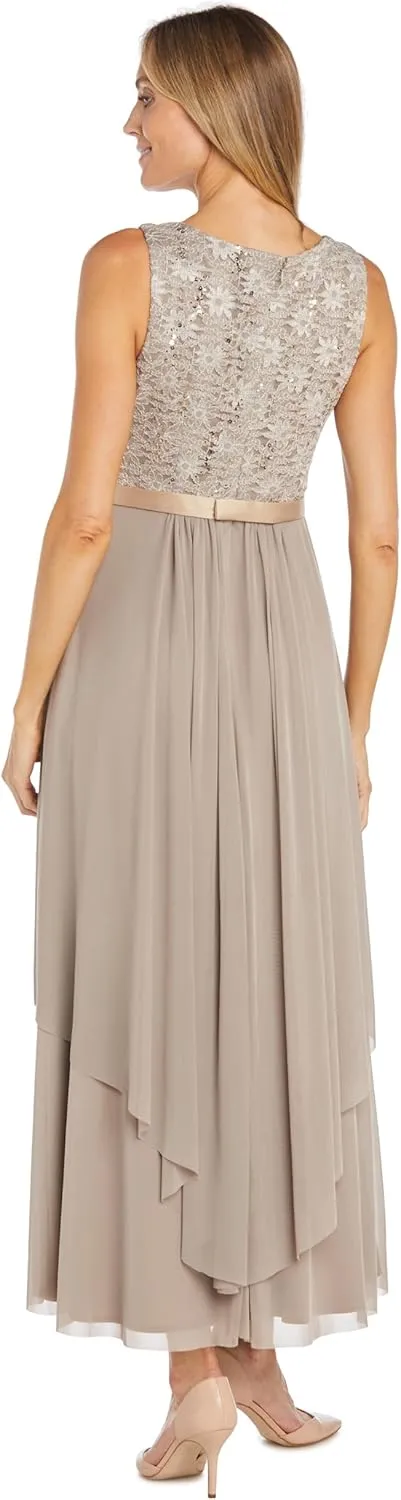 R&M Richards Women's 2 Piece Lace Mother of The Bride Dress and Shrug Set