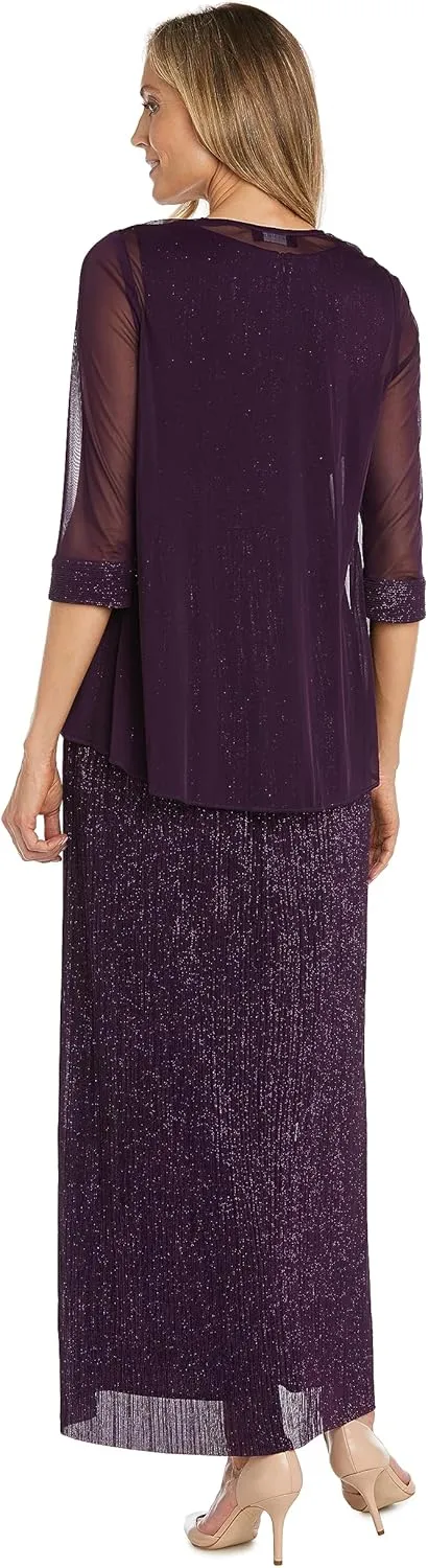 R&M Richards Women's 2 Piece Lace Mother of The Bride Dress and Shrug Set