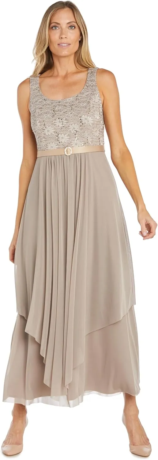 R&M Richards Women's 2 Piece Lace Mother of The Bride Dress and Shrug Set