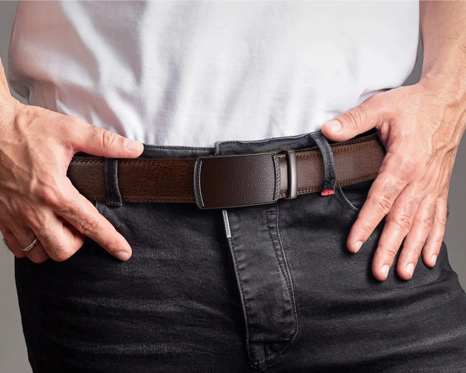 Ratchet Belt Strap for Men Leather Belts Without Buckle Replacement Leather Belt Strap Only 35mm for 40mm Buckle