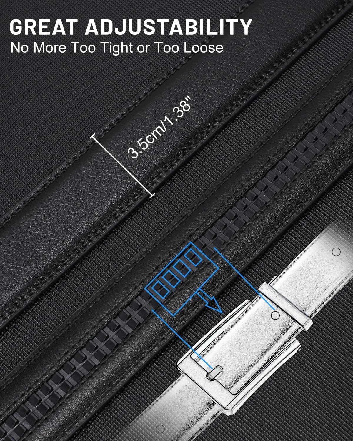 Ratchet Belt Strap for Men Leather Belts Without Buckle Replacement Leather Belt Strap Only 35mm for 40mm Buckle