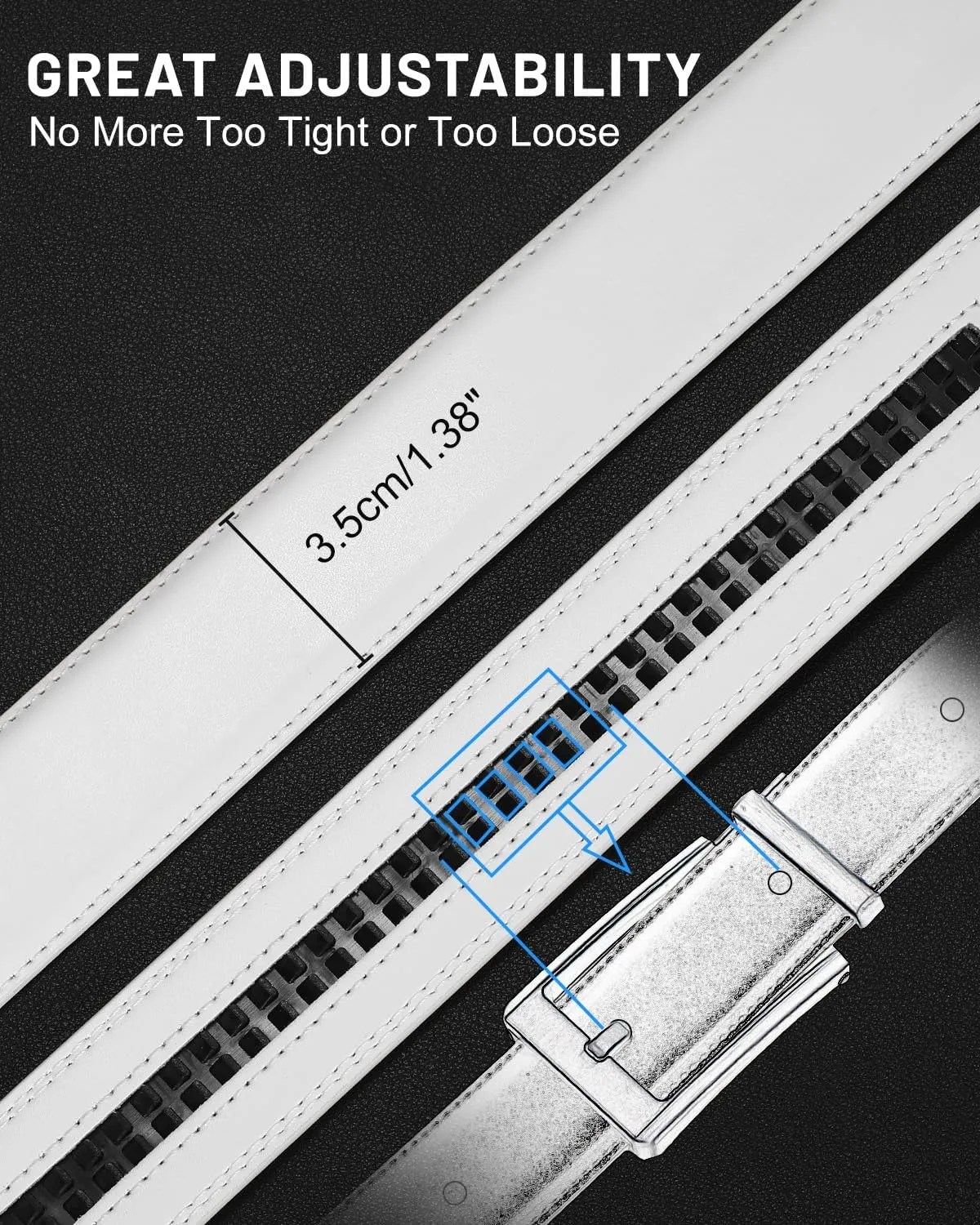 Ratchet Belt Strap for Men Leather Belts Without Buckle Replacement Leather Belt Strap Only 35mm for 40mm Buckle