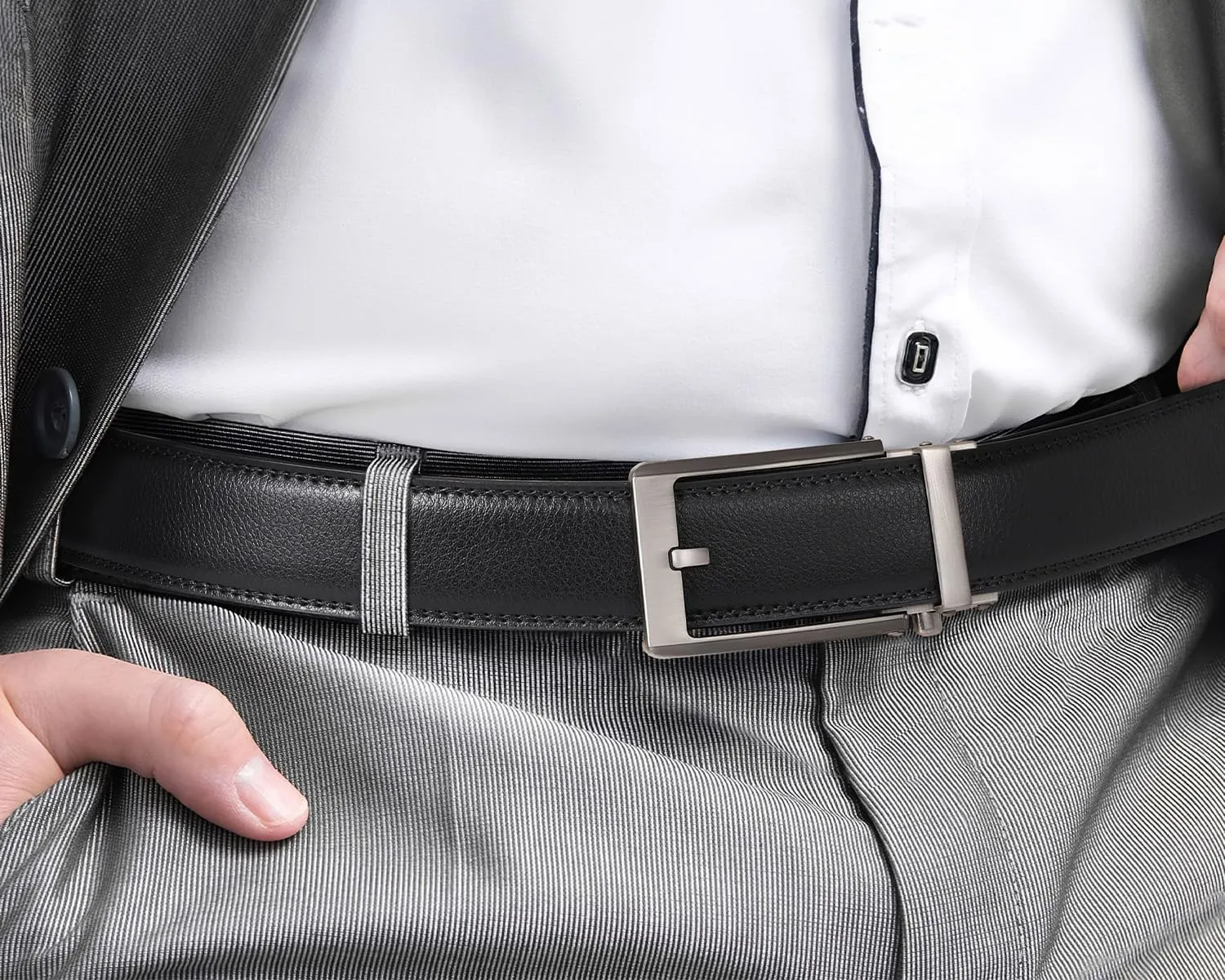 Ratchet Belt Strap for Men Leather Belts Without Buckle Replacement Leather Belt Strap Only 35mm for 40mm Buckle
