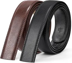 Ratchet Belt Strap for Men Leather Belts Without Buckle Replacement Leather Belt Strap Only 35mm for 40mm Buckle