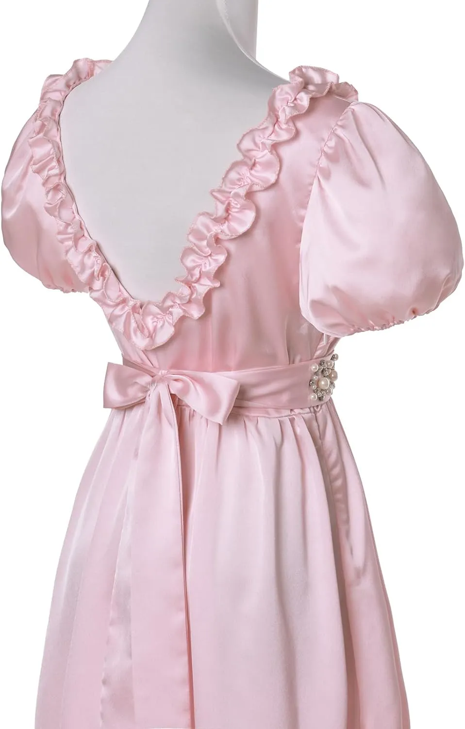 Regency Dresses for Women Elegant Ruffle Neck Puff Sleeve Empire Waist Dress