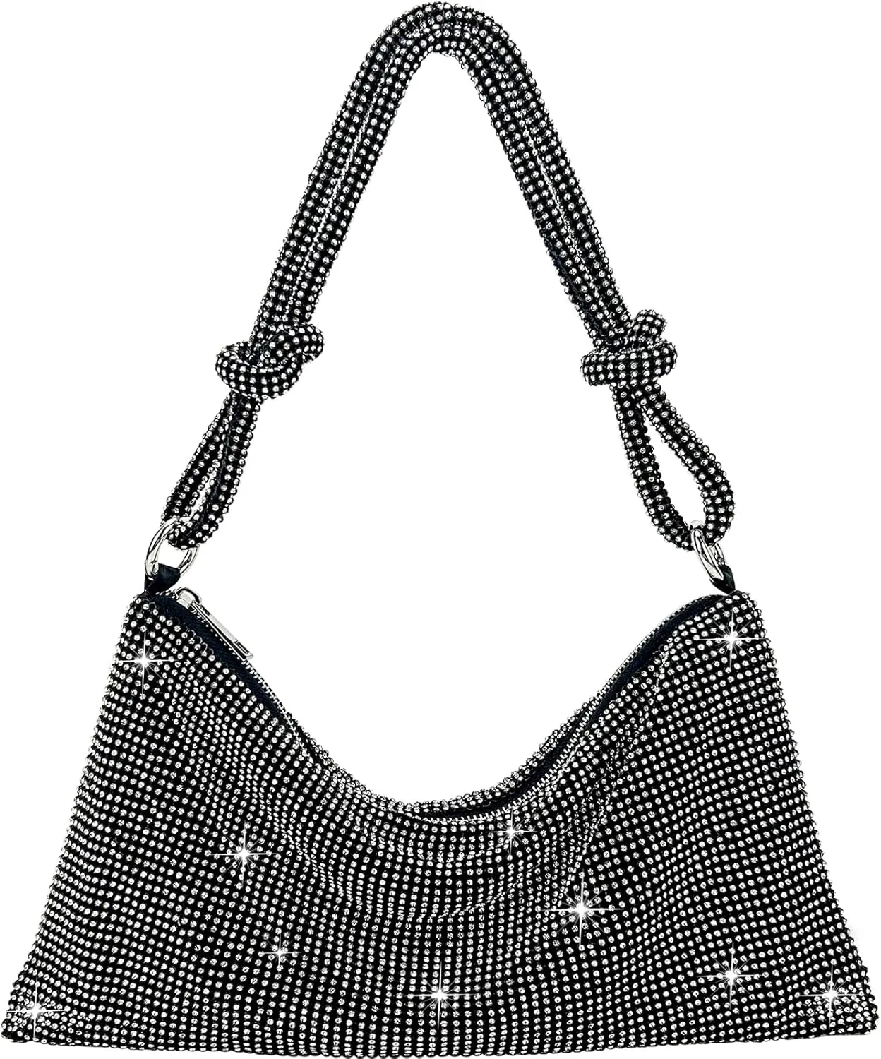 Rhinestone Purse Sparkly Evening bag Silver Diamond Clutch Purses for Women, Prom Rhinestone Handbag Hobo Bag
