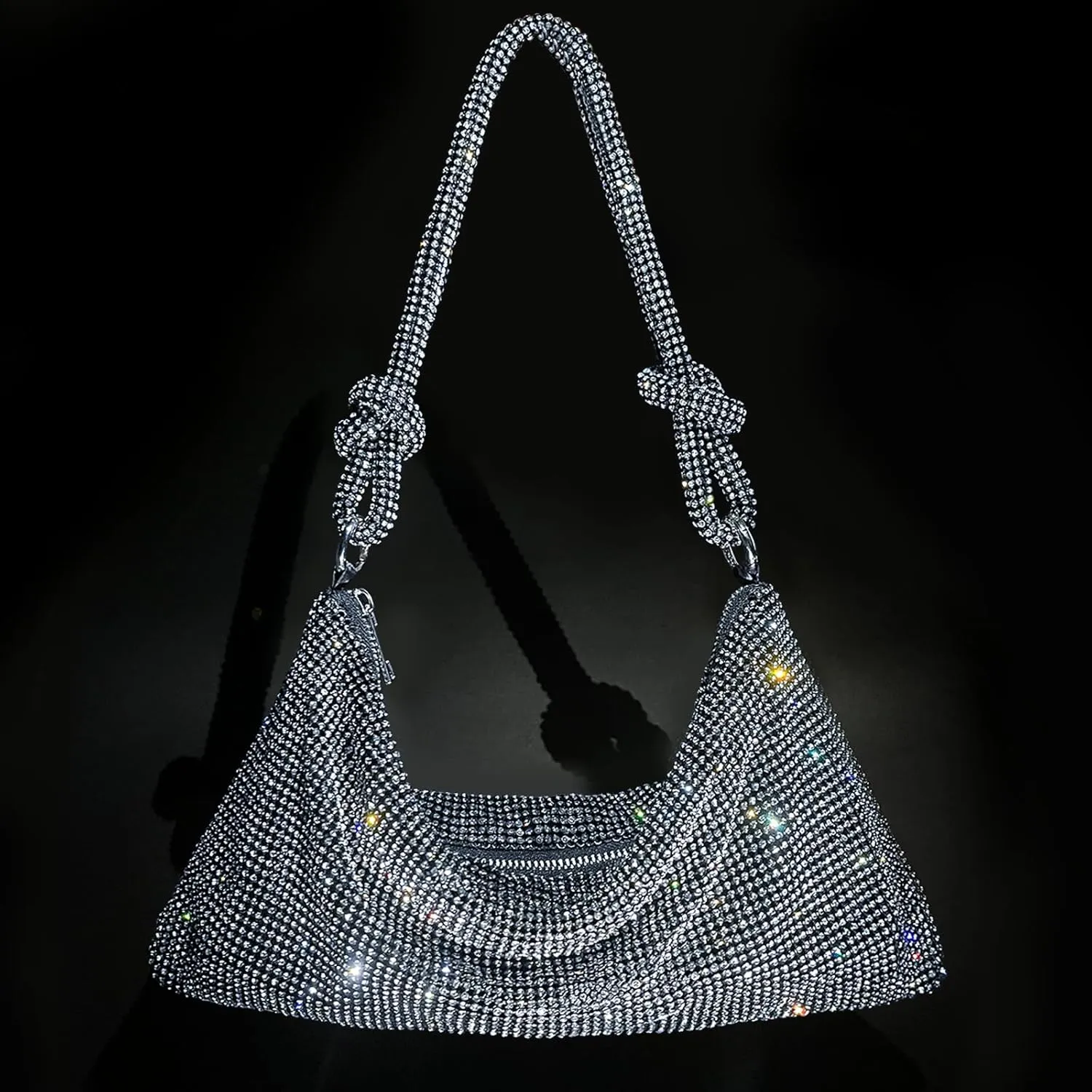 Rhinestone Purse Sparkly Evening bag Silver Diamond Clutch Purses for Women, Prom Rhinestone Handbag Hobo Bag