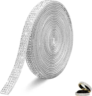 Rhinestone Ribbons (Silver-4 Rhinestones per Row, 6 Yard/roll)