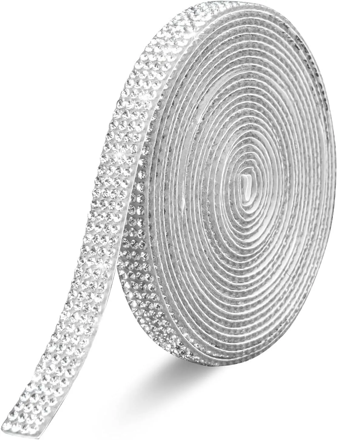 Rhinestone Ribbons (Silver-4 Rhinestones per Row, 6 Yard/roll)