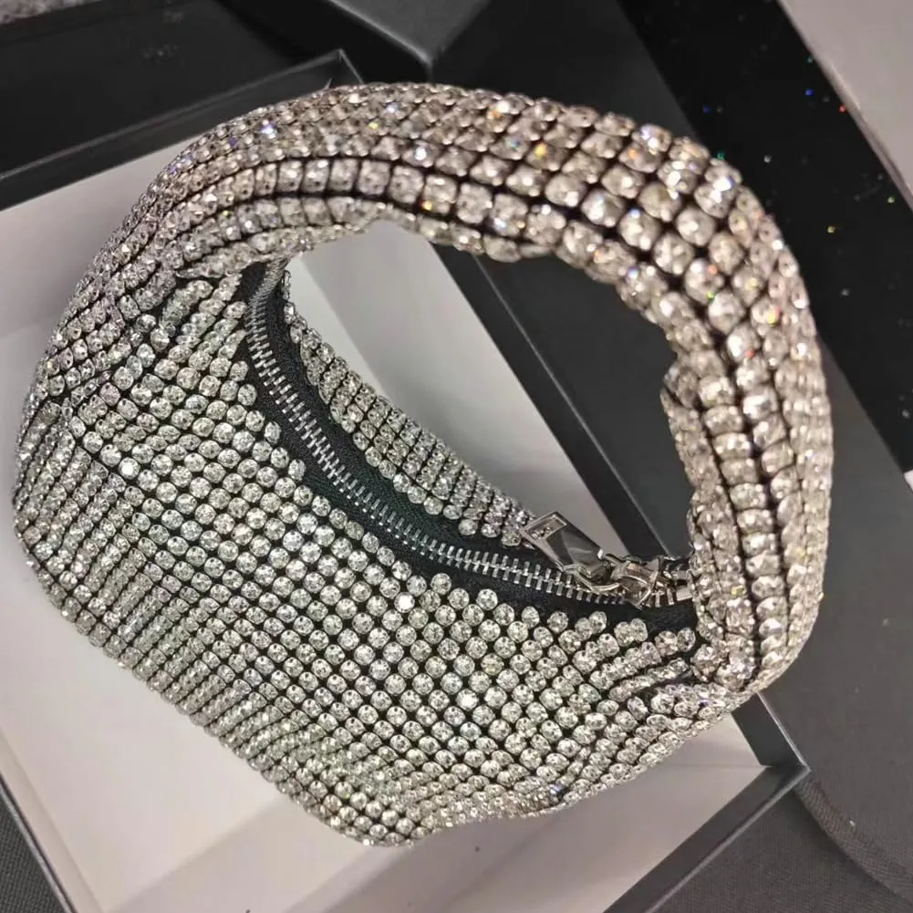 Rhinestone Tote Bags for Women Shiny Evening Shoulder Handbags Clutch Purses Party Wedding