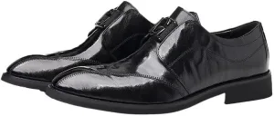 Rubber Comfortable Soft Sole Men's Dress Shoes Pointed Toe Embossing Shoes Breathable Lightweight Business Shoes for Men(D,6)