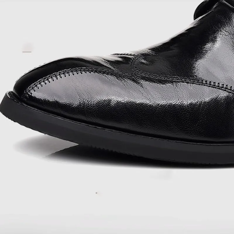 Rubber Comfortable Soft Sole Men's Dress Shoes Pointed Toe Embossing Shoes Breathable Lightweight Business Shoes for Men(D,6)