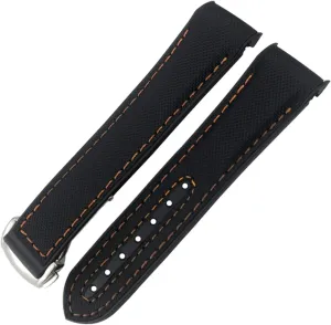 Rubber Nylon Leather Watchband 20mm 22mm 19 21mm For Omega GMT Planet Ocean Diver 300 Orange Silicone Watch Strap