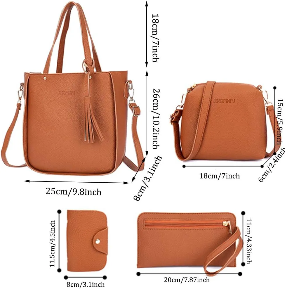 Segater® Women Handbag Shoulder Bag Crossbody Bag Wallet  Card Purse Tote 4 Pcs