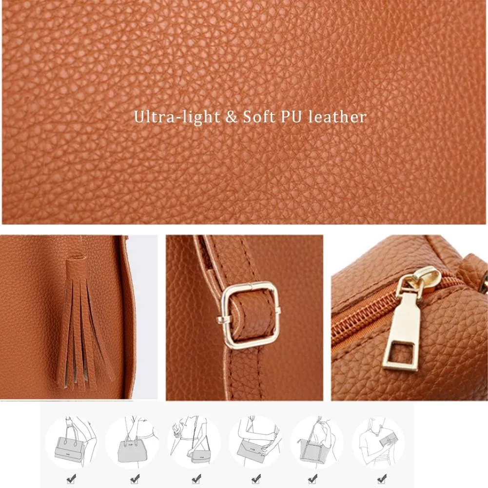 Segater® Women Handbag Shoulder Bag Crossbody Bag Wallet  Card Purse Tote 4 Pcs