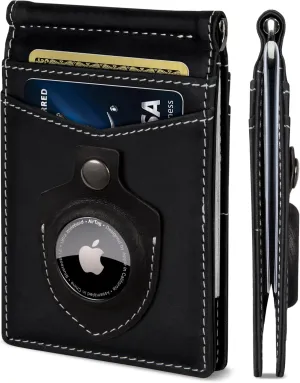 SERMAN BRANDS RFID Blocking Wallet Slim Bifold - Genuine Leather Minimalist Front Pocket Wallets for Men with Money Clip Gift