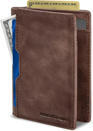 SERMAN BRANDS Wallets for Men Slim Mens leather RFID Blocking Minimalist Card Front Pocket Bifold Travel Thin