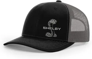 Shelby Cobra Snake Logo Carbon Fiber Color Leather Patch Richardson 112 Snapback Trucker Hat Cap