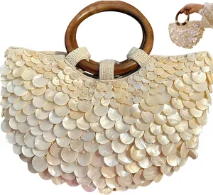 Shell Beaded Clutch Purse for Women Beaded Shell Purse Summer Beach Tote Bag Beach Evening Handbag for Summer Vacation