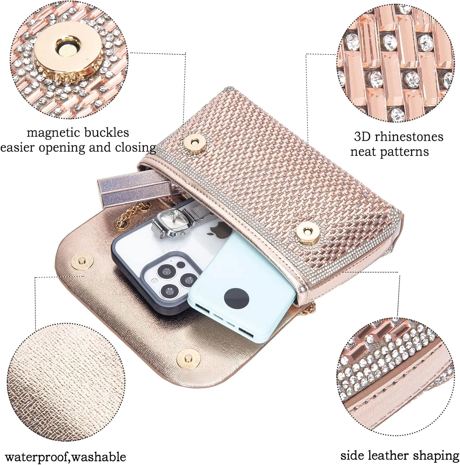 Shoulder Bags Crossbody Bag Purses Handbags Crystals Rhinestone Evening Bag for Women Clutch Purse with Chain