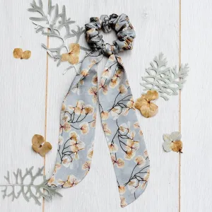 Silk Scarf Scrunchie skeletal leaves