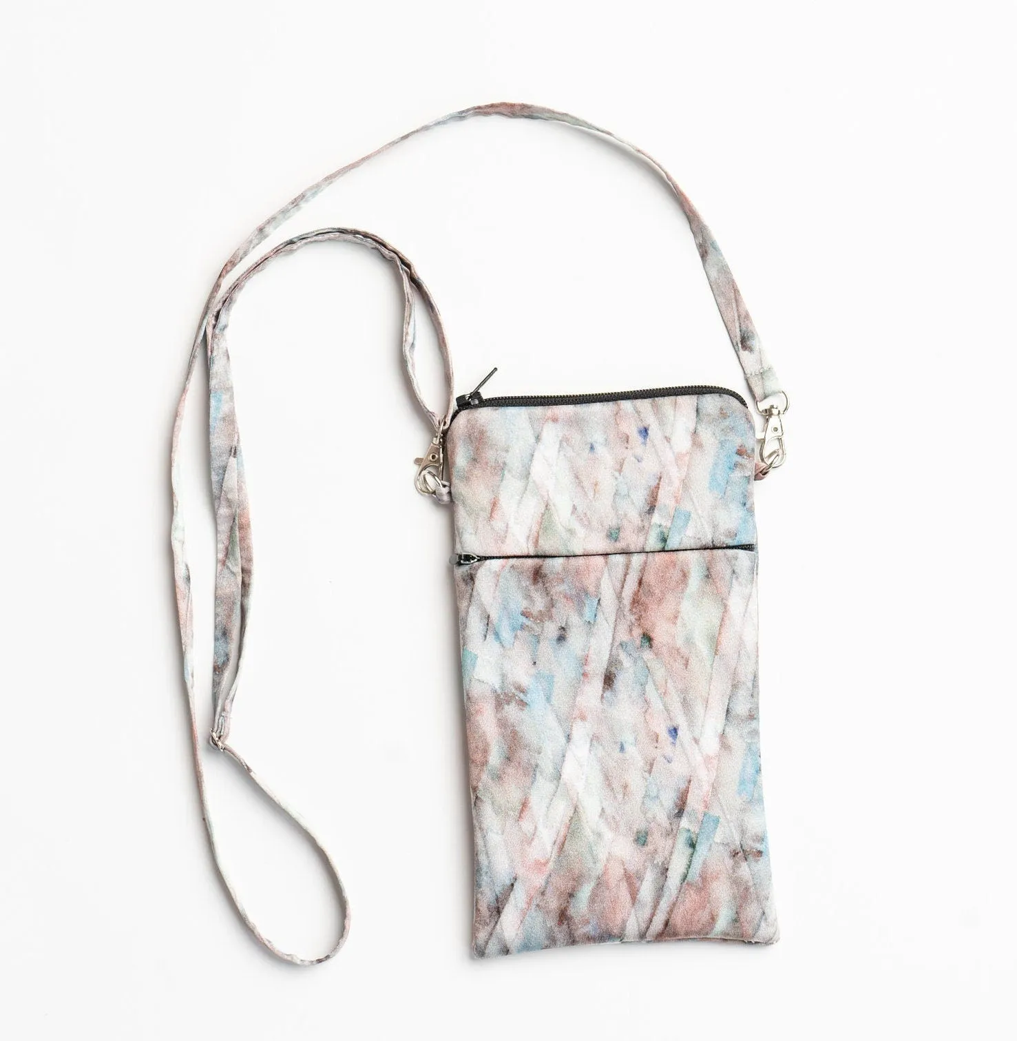 Silk Zipped Crossbody Bag Abstract Blue