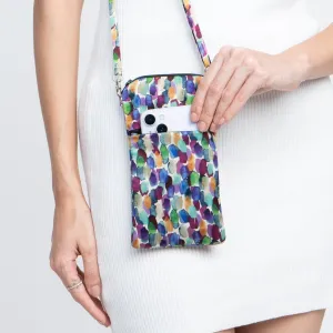 Silk Zipped Crossbody Phone Bag Brush Strokes