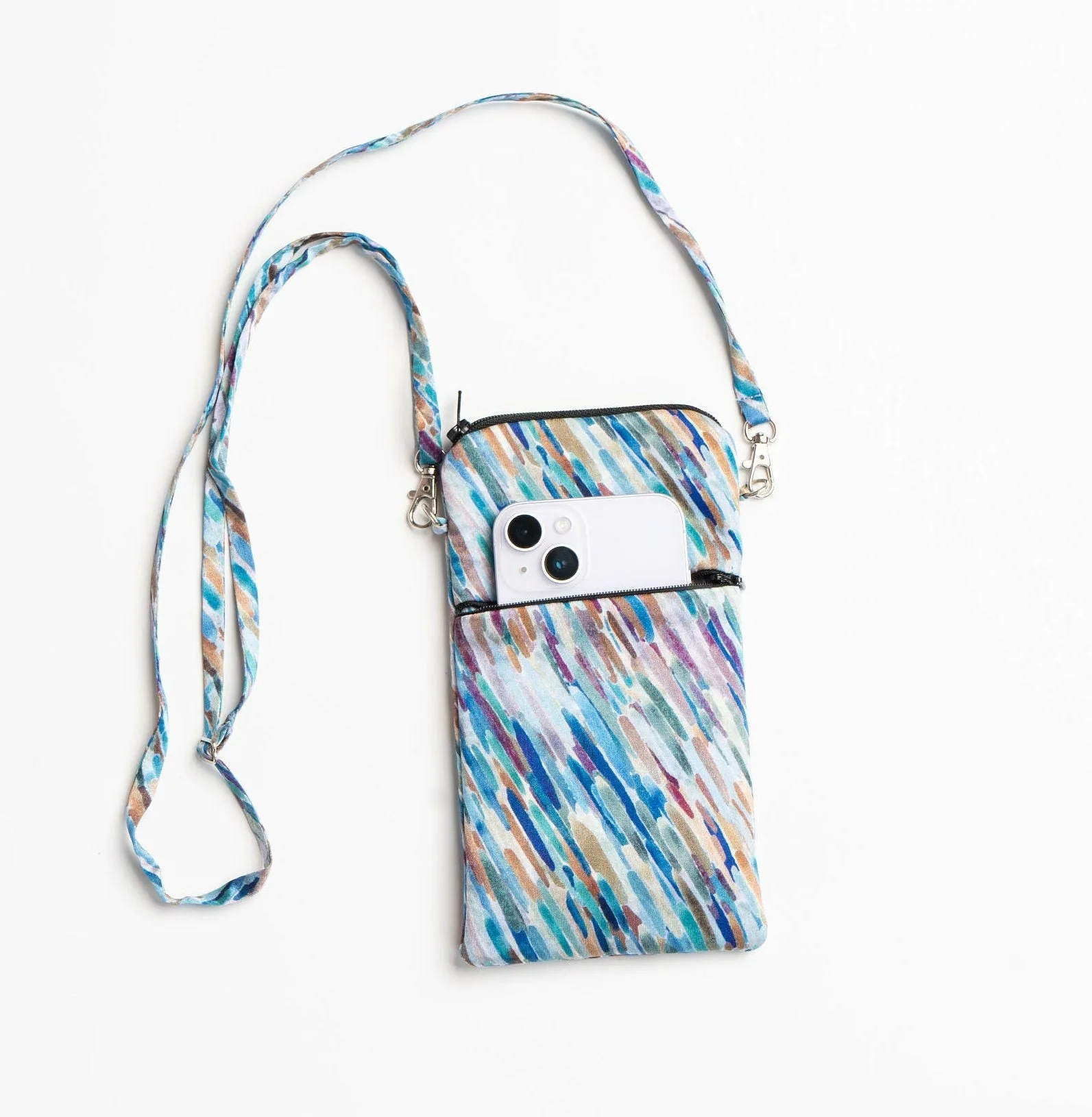 Silk Zipped Crossbody Phone Bag Vibrant Abstract