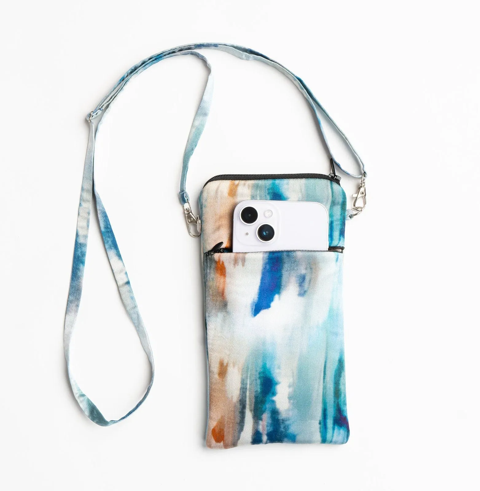 Silk Zipped Crossbody Phone Bag Wash