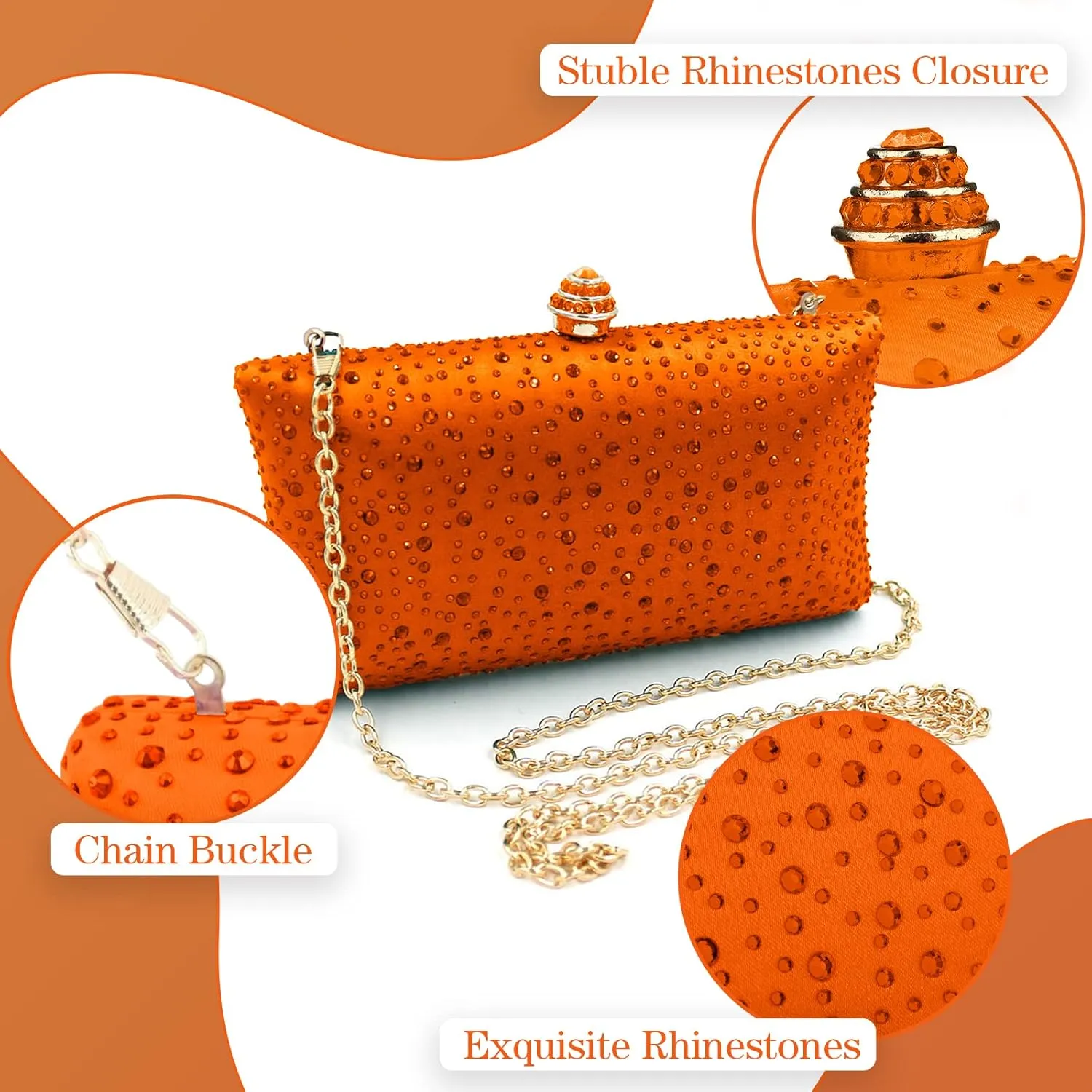 Simcat Women Handbags Rhinestone Evening Bags Party Purse Prom Wedding Bride Crystal Party Clutches Bag with Chain